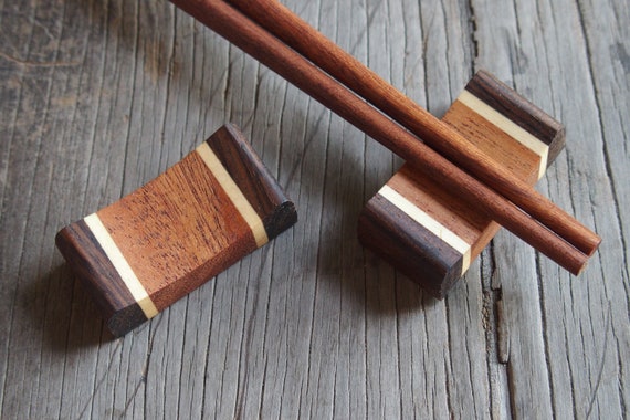 Two Pieces Chopstick Rest Chopstick Holder Plain Wood Smooth Light