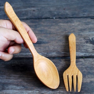 Wooden Spoon Fork, Solid Wood Utensils, Wooden Spoon, Wopden Fork, Wood Spoon and Fork, Reusable Wooden Fork, Housewarming Gift