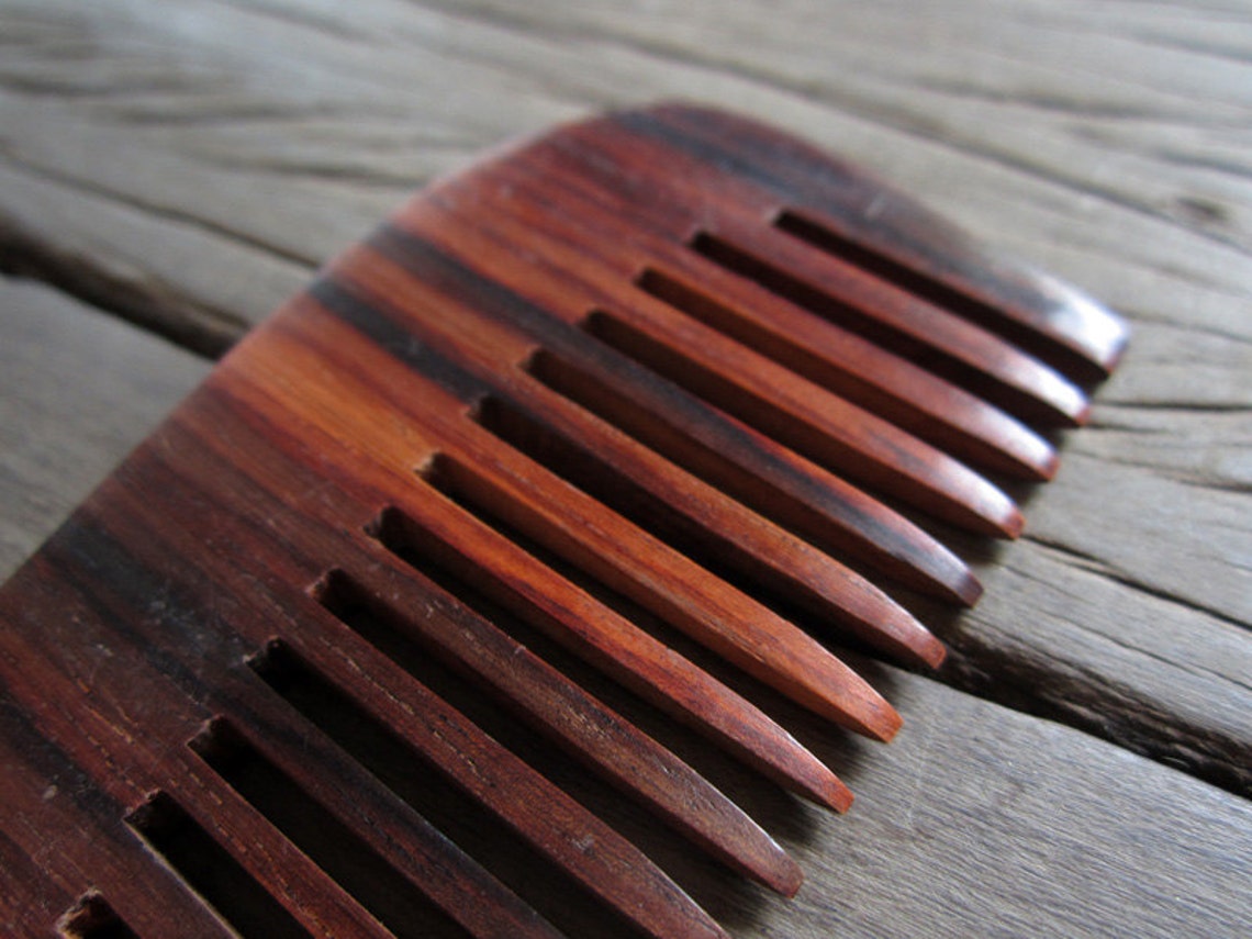Wooden Hair Comb comfortable size Smooth Long Handle dark Etsy
