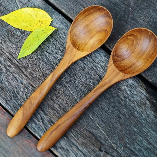 7.5 inches TEAK Wooden Spoon Best Hardcraft Quality Reusable Dinner Meal Size Smooth and Light Weight