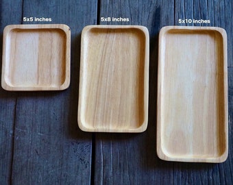 Natural Real Solid Wood Rectangle Decorative Tableware Serving Fruit Dessert Plate Tray, Coffee Serving Tray, Cafe Serving Tray, Cafe Tray