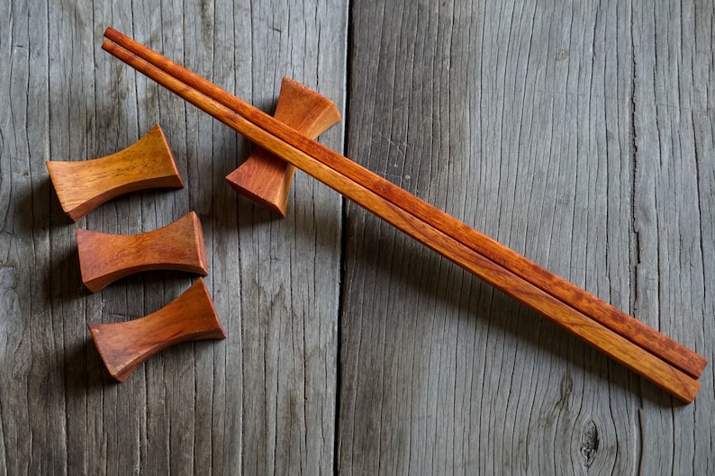 Chopstick Rest Set Plain Wood Natural Colour Solid Wood Etsy