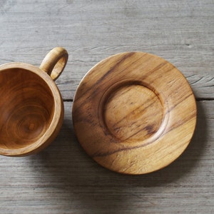 Taza de café de madera de teca con diseño curvo, taza de té, grano de madera Natural, bebida natural con nuestro juego de café de madera hecho a mano imagen 4