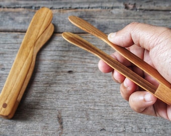Mini Teak Wood Toaster Tongs, Small Wooden Tongs, Mini Wooden Tongs, Wooden Kithenware Salad Kitchen Cooking Serving Food