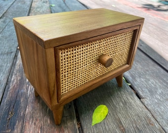 Wooden Drawer, Wooden Box, Small Desk Organizer Rustic Desk Drawer, Accessories Jewelry Storage Minimalist Gift Teak Wood Drawer