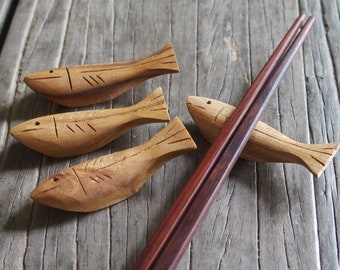 Fish Shape Chopstick Rest, Fish Chopstick Holder, Natural Colour Teak Wood Chopstickrest, Dinner Table Decoration, Fish Design Souvenir