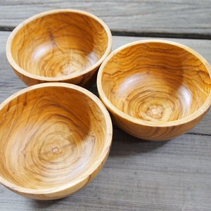 Wooden Bowl 3 Pieces Premium Quality Teak Wood 4 Inches Japanese Style Kitchenware Soup Bowl Sauce Bowl Condiment Bowl image 1