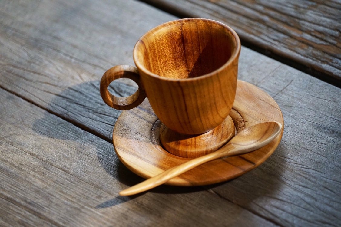 5 Oz Teak Wood Coffee Cup Tea Cup Natural Wood Color Drink Etsy