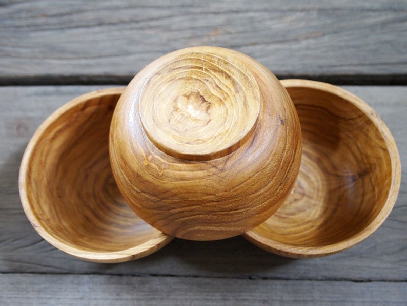 Wooden Bowl 3 Pieces Premium Quality Teak Wood 4 Inches Japanese Style Kitchenware Soup Bowl Sauce Bowl Condiment Bowl zdjęcie 5