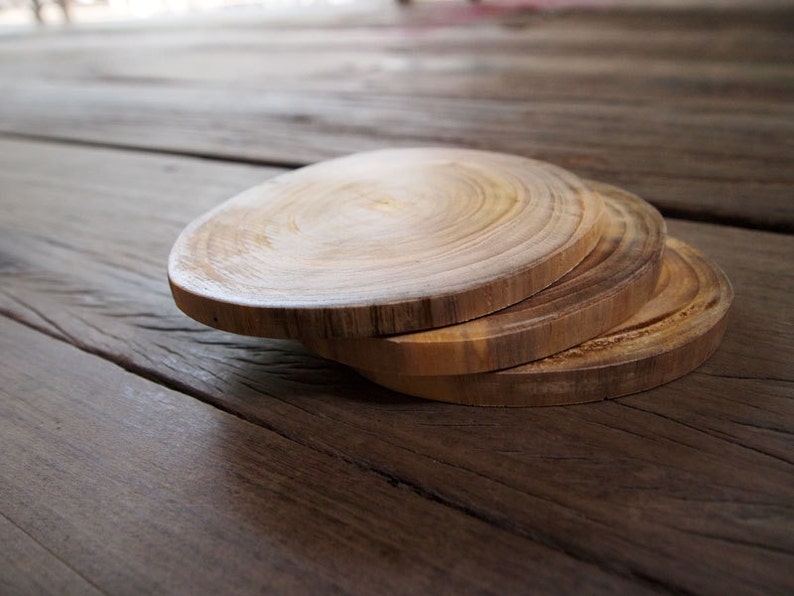 TEAK Wood Coaster Set of 3 Pieces Rustic Style Home Decor Etsy