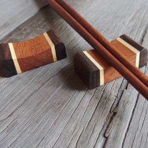 Two Pieces Chopstick Rest Chopstick Holder Plain Wood Smooth Light Weight Natural Colour Chopstickrest Dinner Table Serving Decoration image 9