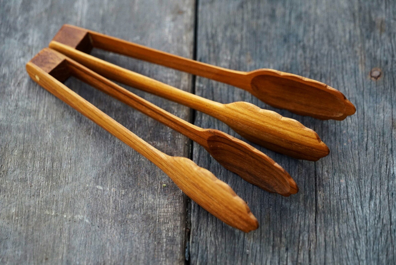 Teak Wood Toaster Tongs Wooden Kithenware Salad Kitchen Etsy