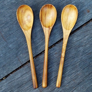 Holzlöffel, 14 cm Holzlöffel, Dessertlöffel, Teelöffel aus Holz, Holzlöffel, Teak Holzlöffel, Gewürzlöffel, Eislöffel