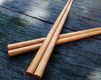 Wooden Chopstick 5 Pairs, Minimal Style Chopsticks, Teak Wood Chopstick, Minimal Wooden Utensil, Round Chopstick, Wooden Round Chopsticks