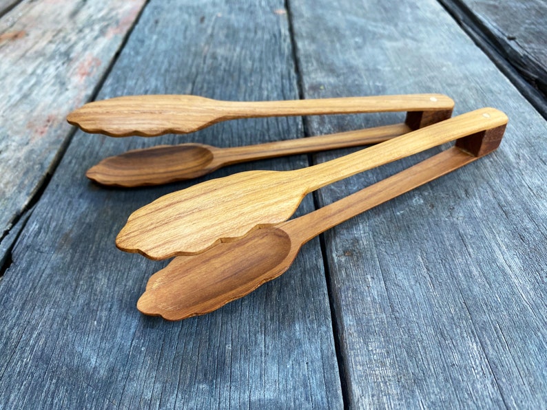 Teak Wood Toaster Tongs Wooden Kithenware Salad Kitchen Etsy