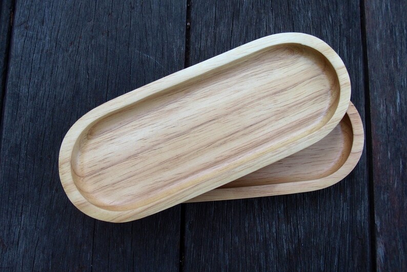 Wooden Tray, Natural Wood Tray, Accessory Wood Tray, Minimal Wood Tray, Minimal Wood Decor Pen Stationary Tray Wood Oval Tray image 4