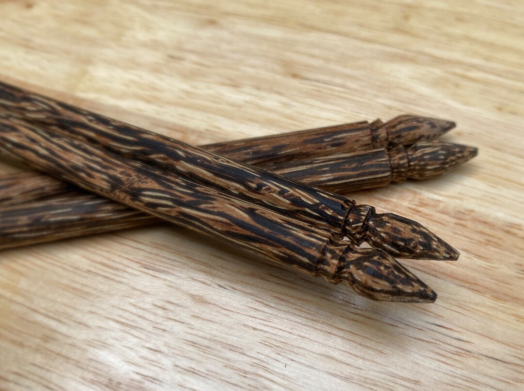 Chopsticks Palm Wood Unique Wood Gain Handmade Noodles Rice Kitchen Food Chopstick Engraved Round Shape