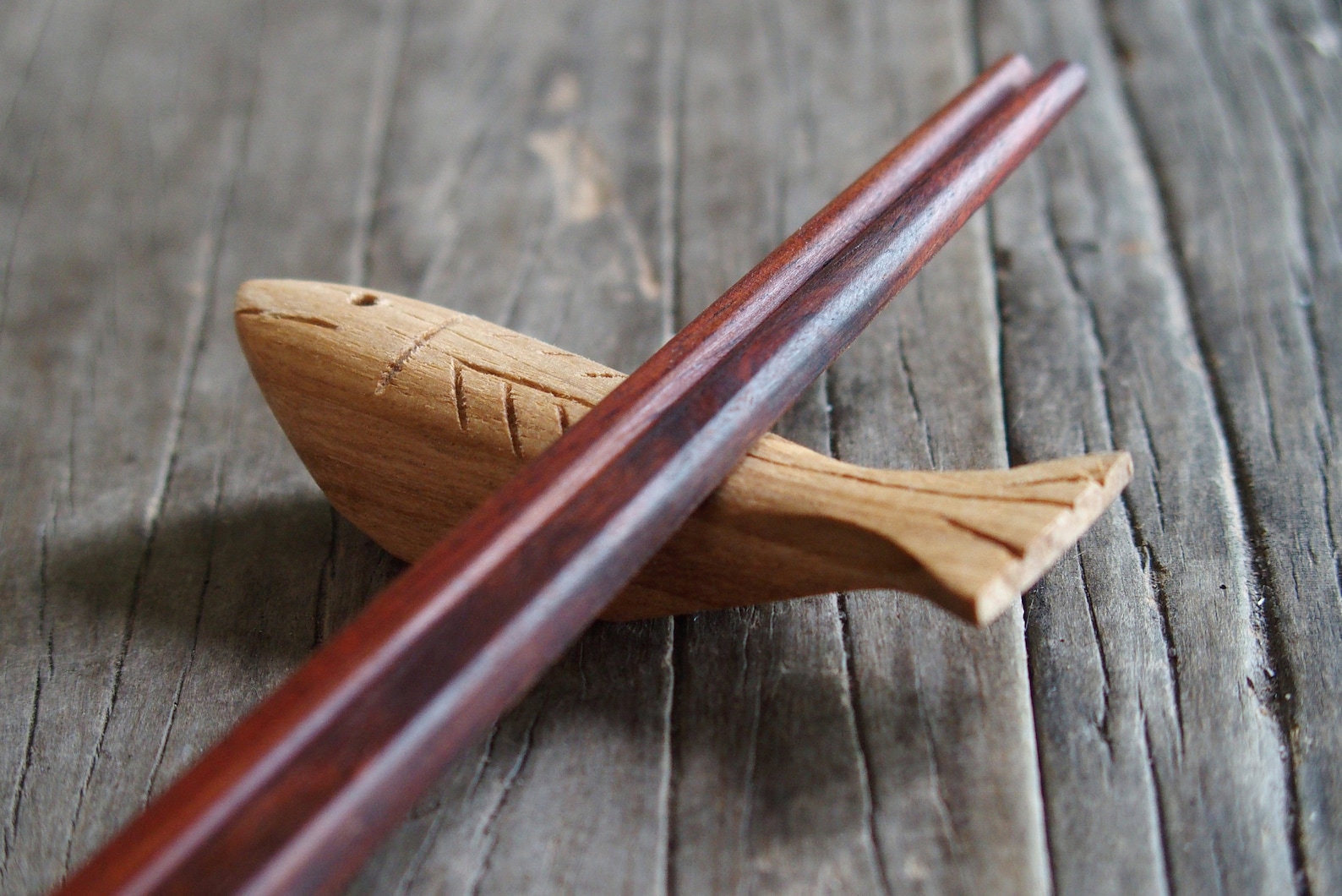 Fish Shape Chopstick Rest Set Natural Colour Teak Wood Etsy