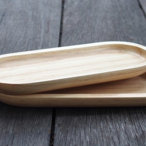 Wooden Tray, Natural Wood Tray, Accessory Wood Tray, Minimal Wood Tray, Minimal Wood Decor Pen Stationary Tray Wood Oval Tray image 1