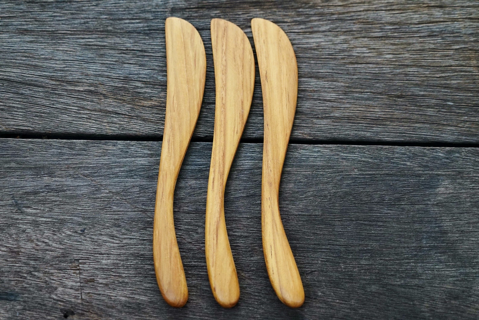 Wooden Butter Knife Set of Three Wood Buttering Knives Etsy