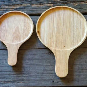 Wooden Tray with Handle, Wooden pizza tray, Natural Real Solid Wood Round Tray Plat |  Tableware Fruit Dessert Serving Plate Handle