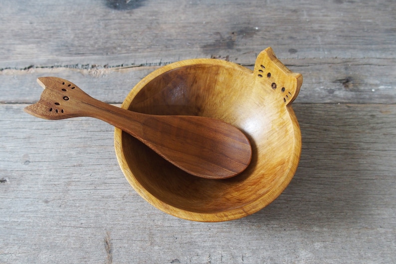 Cat Design Wooden Cutlery, Cat Design Spoon, Cat Lover Gift, Wooden Spoon, Wooden Soup Spoon, Kawai Neko Gift, Woode Kitty Spoon, Teak Wood image 10
