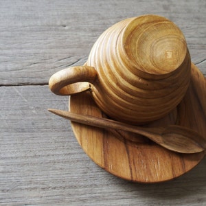 Taza de café de madera de teca con diseño curvo, taza de té, grano de madera Natural, bebida natural con nuestro juego de café de madera hecho a mano imagen 3