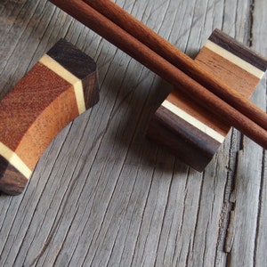 Two Pieces Chopstick Rest Chopstick Holder Plain Wood Smooth Light Weight Natural Colour Chopstickrest Dinner Table Serving Decoration image 4