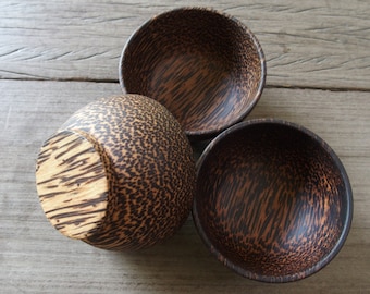 Set of 3 Eco Friendly Palm Wood Dipping Sauce Bowls 3 inches Small Party size