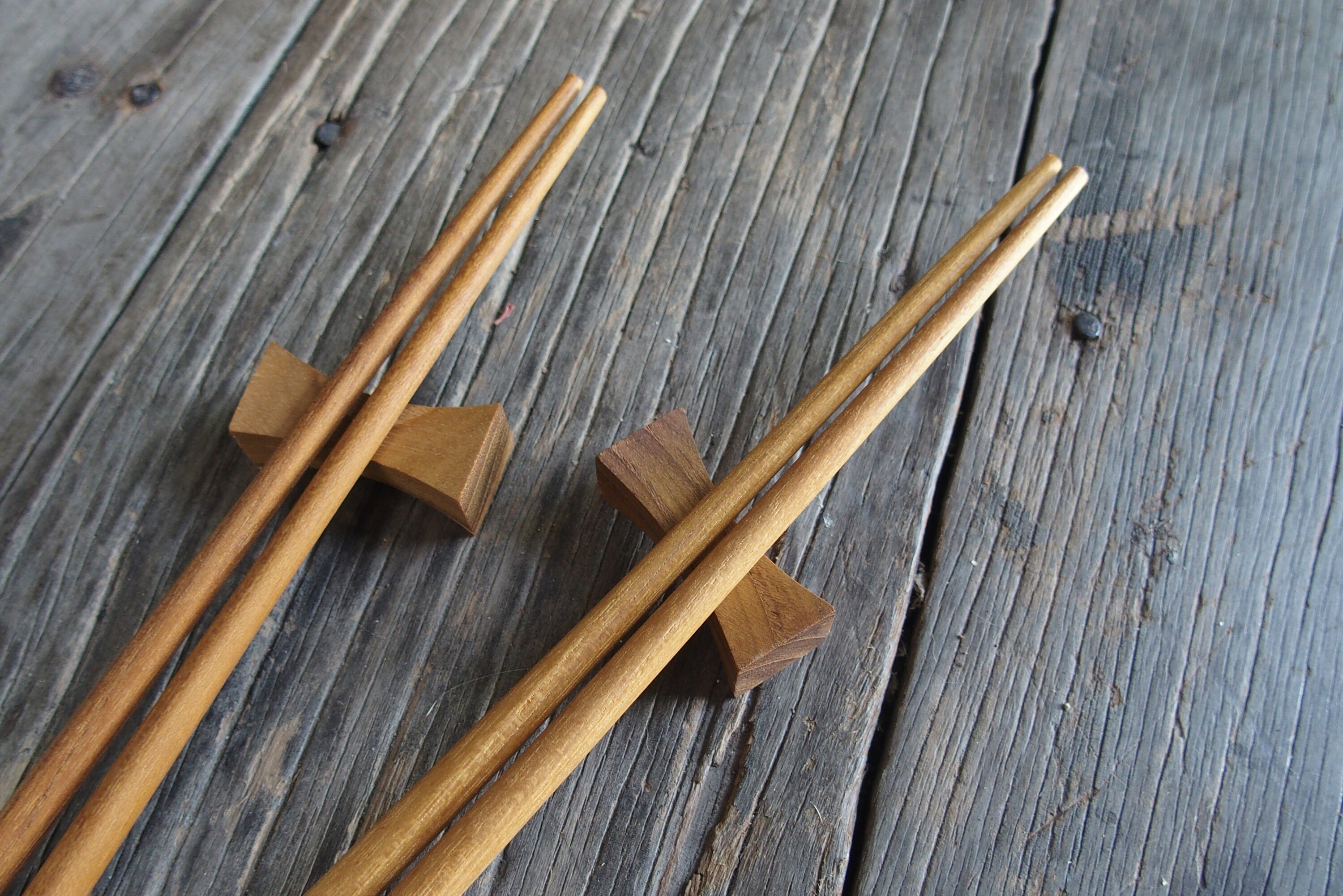 Wooden Chopstick + Holder Set, Chopstick Set, Teak Wood