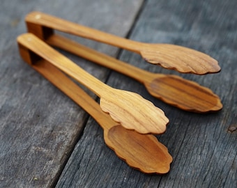 Teak Wood Toaster Tongs Wooden Kithenware Salad Kitchen Cooking Serving Food Bread Snack Clip