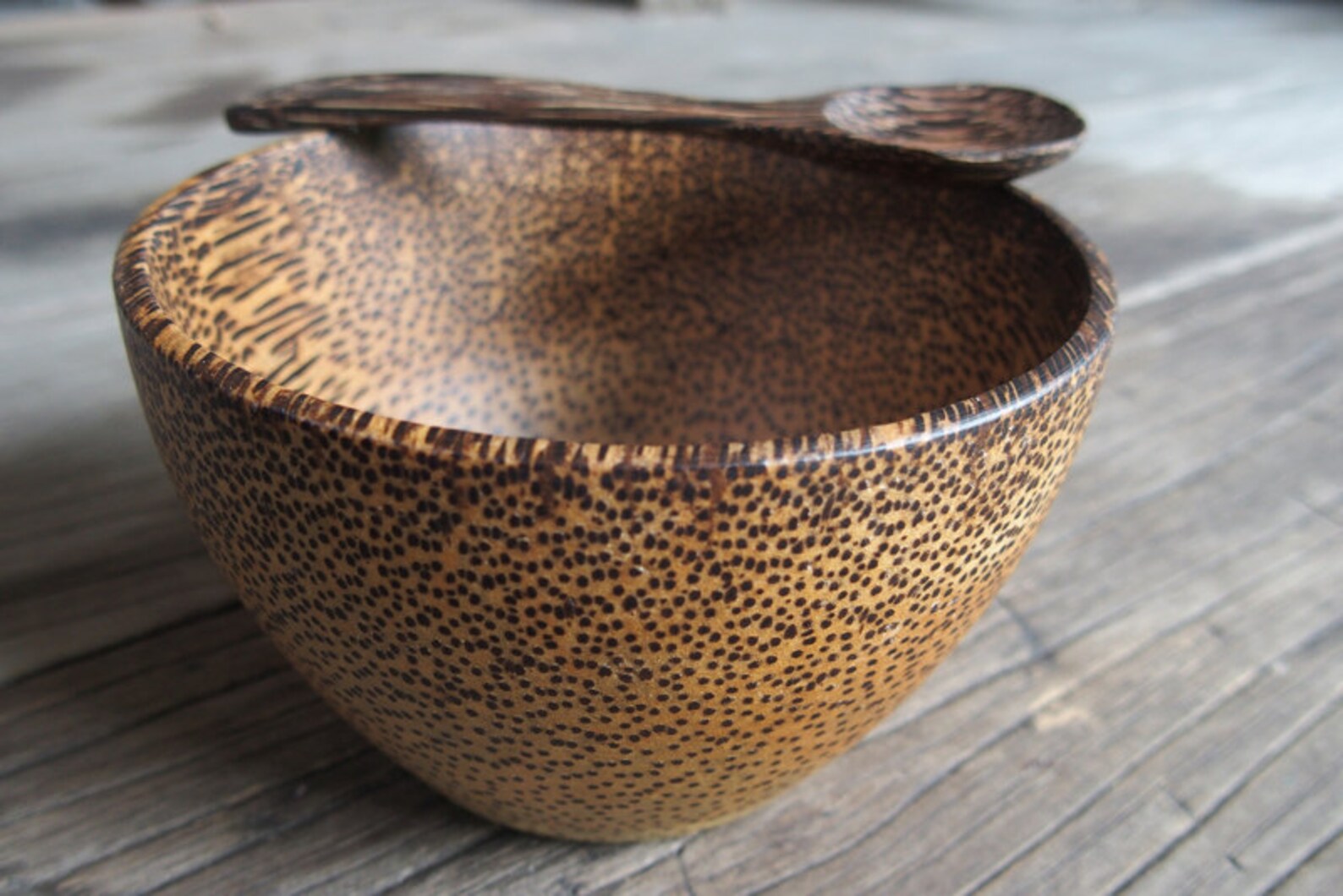 4 Inches Palm Wood Bowl Set With Spoon Handmade Natural Color Etsy