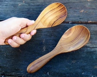 Wooden Paddle Spoon, TEAK Wooden Ladle Spoon, Rice Paddle, Rice Serving 8 Inches Wood Spoon Best Hardcraft  Reusable Smooth and Light Weight