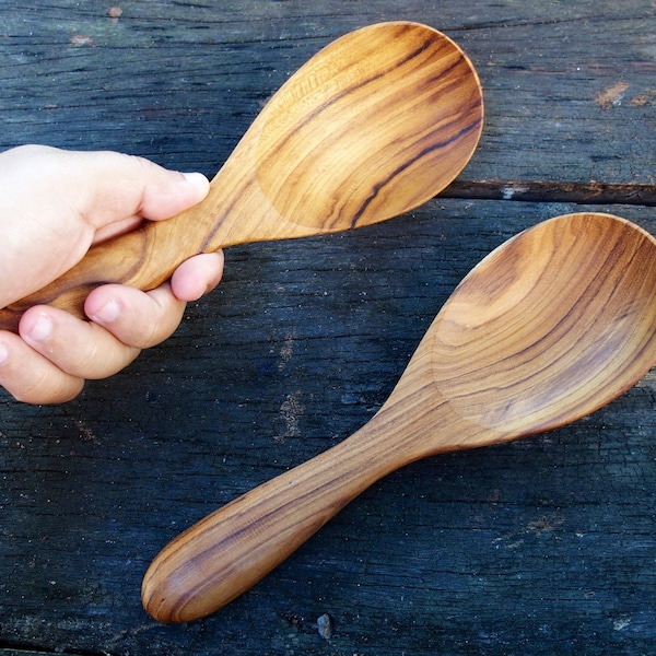 Wooden Paddle Spoon, TEAK Wooden Ladle Spoon, Rice Paddle, Rice Serving 8 Inches Wood Spoon Best Hardcraft  Reusable Smooth and Light Weight