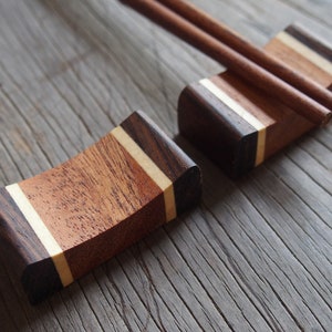 Two Pieces Chopstick Rest Chopstick Holder Plain Wood Smooth Light Weight Natural Colour Chopstickrest Dinner Table Serving Decoration image 5