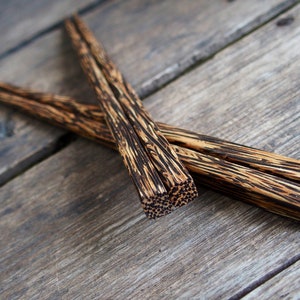 Wooden Chopstick, Palm Wood Chopsticks, Handmade Wooden Chopstick, Square Wooden Chopstick, Stripe Pattern Natural Wood Chopstick