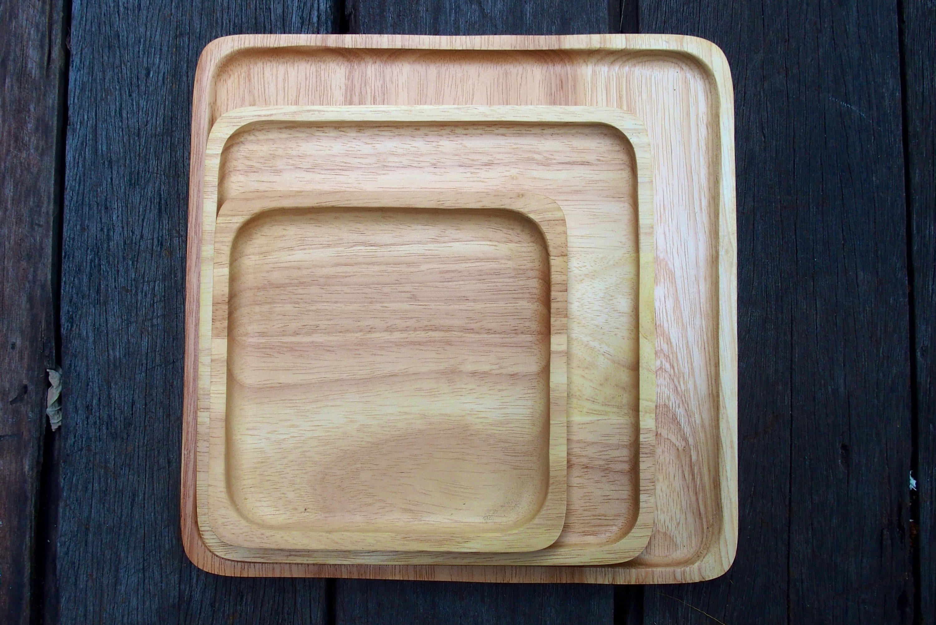 Wooden Tray, Square Natural Wood Tray, Real Solid Wood Tray, Minimal Wood Tray,  Serving Fruit Dessert Plate Tray Small Medium Size