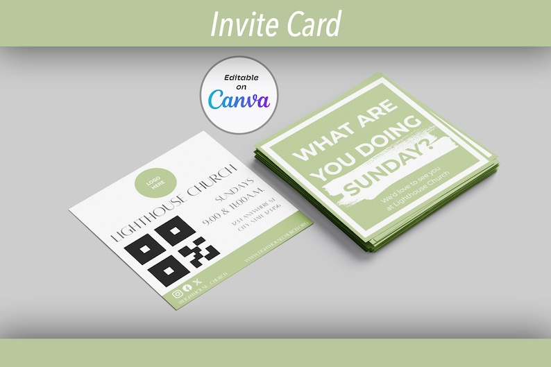 Modern Church Invite Card / Editable Canva Invitational Card / Church ...