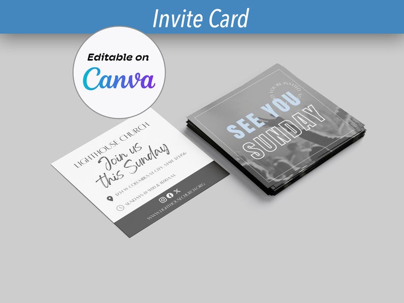 Modern Church Invite Card / Editable Canva Invitational Card / Church ...