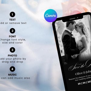 Elegant Animated Save-the-Date Video, Envelope Reveal Invitation, Editable Wedding E-Invite Template for Modern Couples image 2