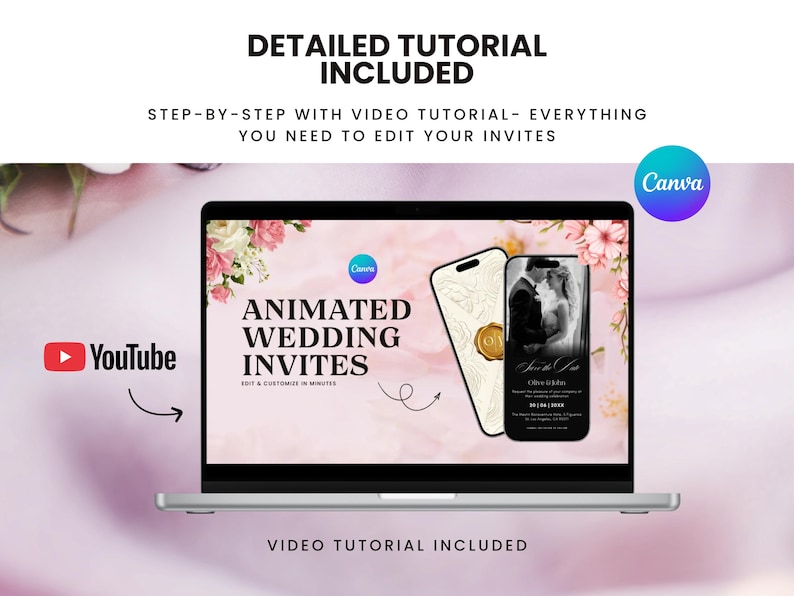 Elegant Animated Save-the-Date Video, Envelope Reveal Invitation, Editable Wedding E-Invite Template for Modern Couples image 7