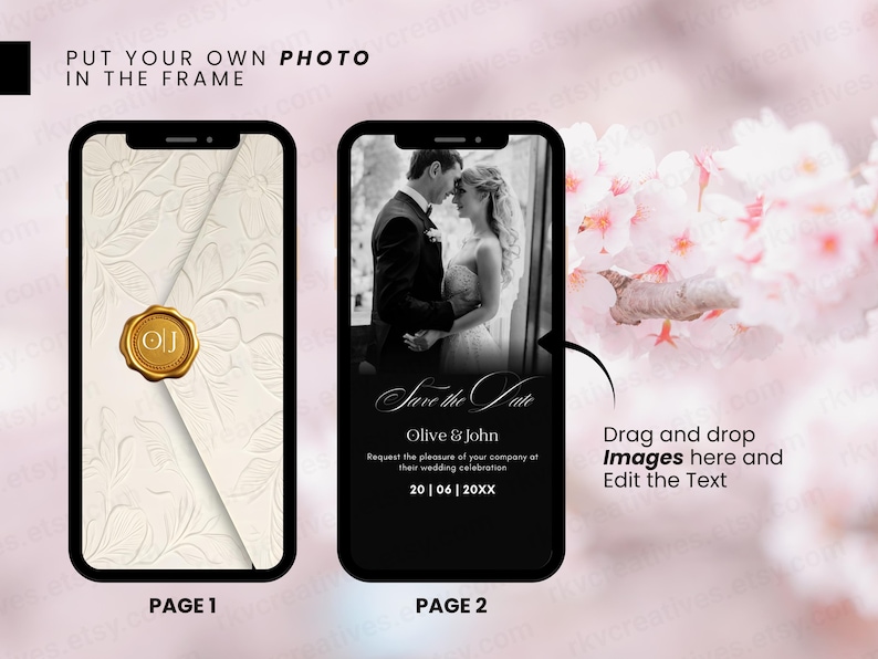 Elegant Animated Save-the-Date Video, Envelope Reveal Invitation, Editable Wedding E-Invite Template for Modern Couples image 4