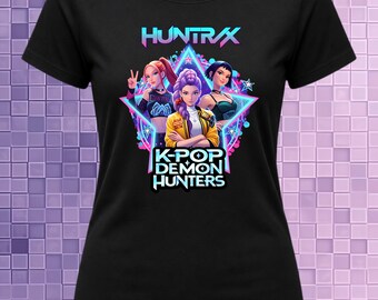 K-Pop Demon Hunters Graphic Tee | Anime Girl Neon Streetwear Shirt