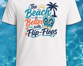 Beach Flip Flops Shirt | Summer Vacation Palm Tree Graphic Tee