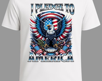 Patriotic Eagle Emblem T‑Shirt | 4th of July Shirt for Men | American Flag Military Style Tee | USA Freedom Graphic | Veteran Gift