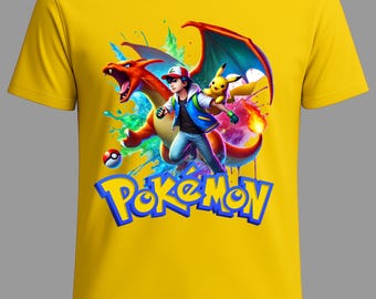 Pokemon Kids T-Shirt, Charizard & Pikachu, DTF Design