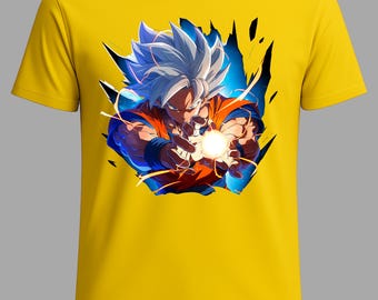 Anime Goku Ultra Power Graphic T-Shirt: Saiyan Energy Blast Design