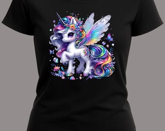 Unicorn White Sparkle T Shirt for Little Girls.