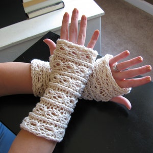 Lace Fingerless Mitts pattern--PDF