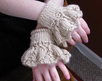 Buttoned Pointed Lace Cuffs knitting pattern--PDF